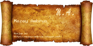 Mezey Ambrus névjegykártya